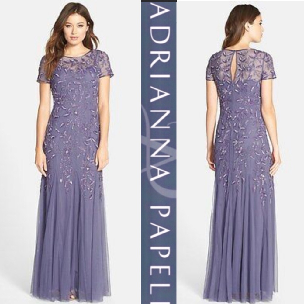 Adrianna Papell floral Beaded Godet Gown
